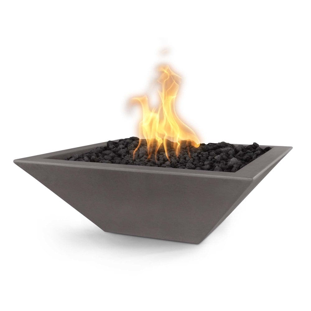 Top Fires 36-inch Square Concrete Electronic Gas Fire Bowl in Chestnut