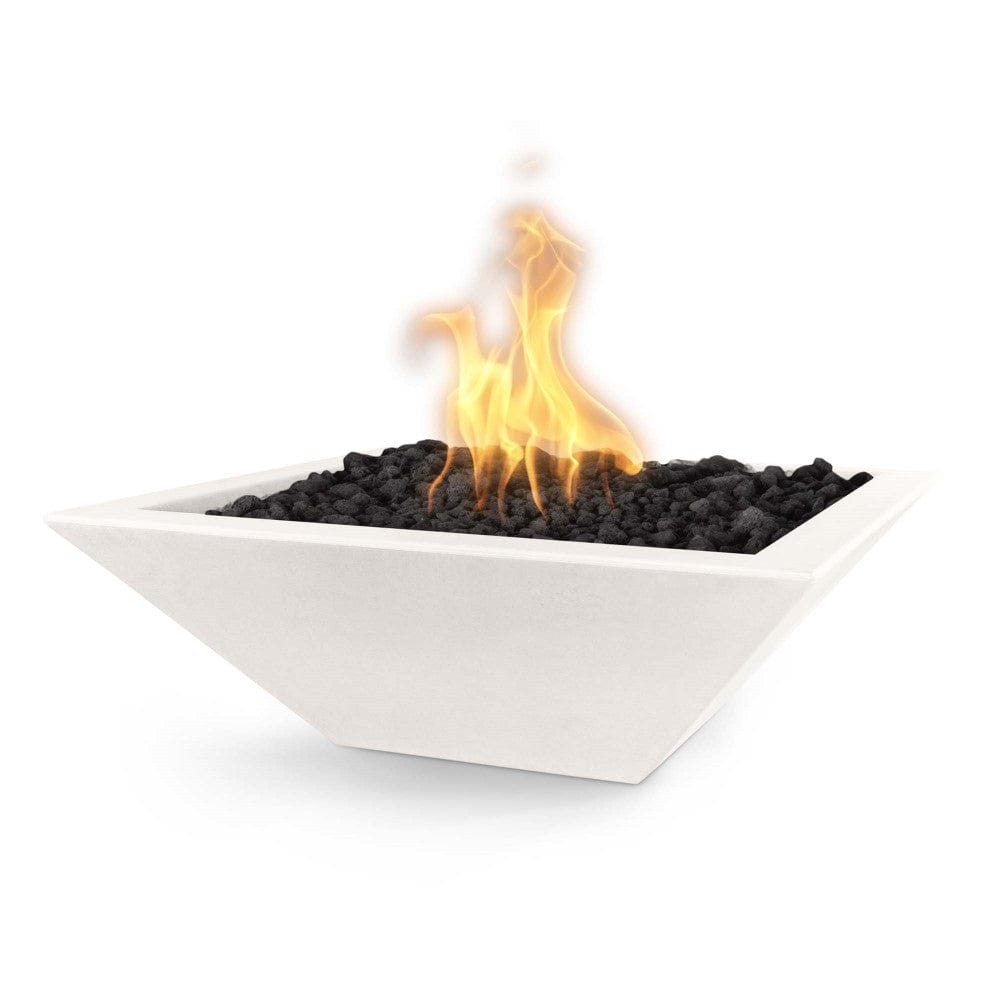 Top Fires 36-inch Square Concrete Electronic Gas Fire Bowl in Limestone