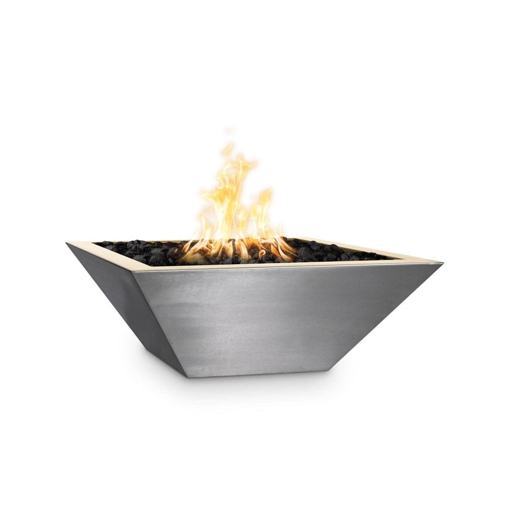 Top Fires 36" Square Stainless Steel Gas Fire Bowl - Match Lit (OPT-103-SQ36WF)