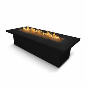 Top Fires Newport Rectangular Concrete Gas Fire Table in Black - lifestyle view