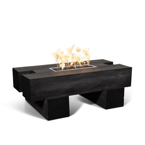 Top Fires Palo Rectangular Wood Grain GFRC Gas Fire Pit Table in Ebony