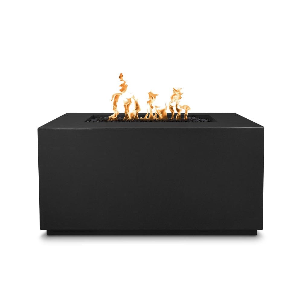 Top Fires 48-inch Rectangular Pismo GFRC Electronic Gas Fire Pit in Black