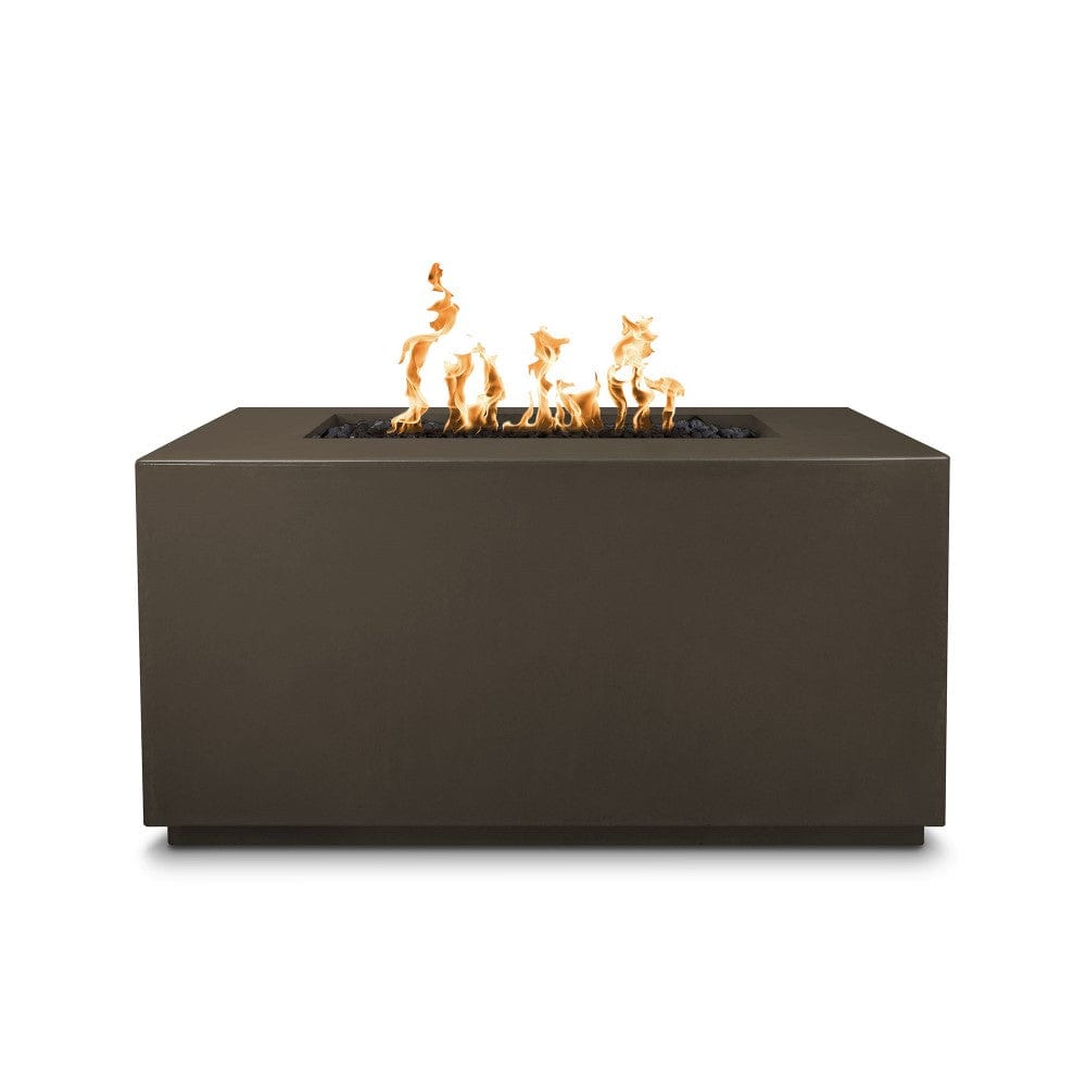 Top Fires 48-inch Rectangular Pismo GFRC Electronic Gas Fire Pit in Chocolate