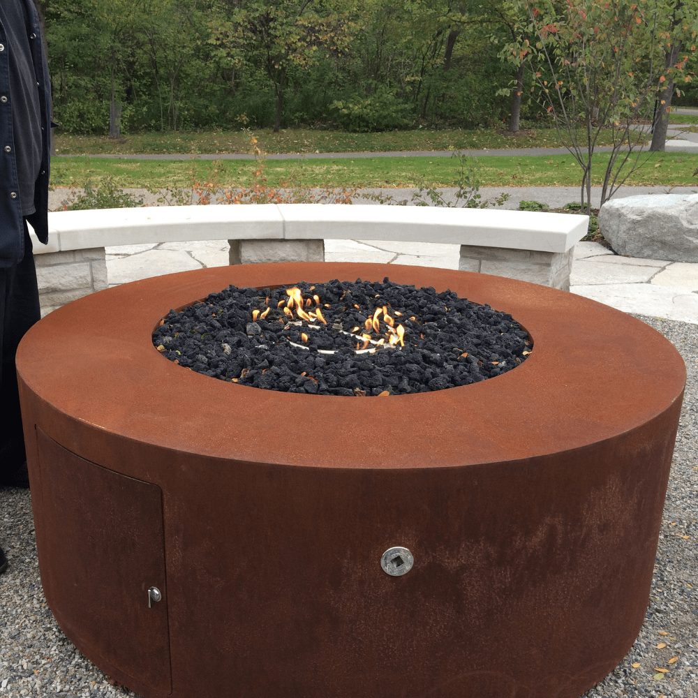 top fires unity fire pit in outdoor area