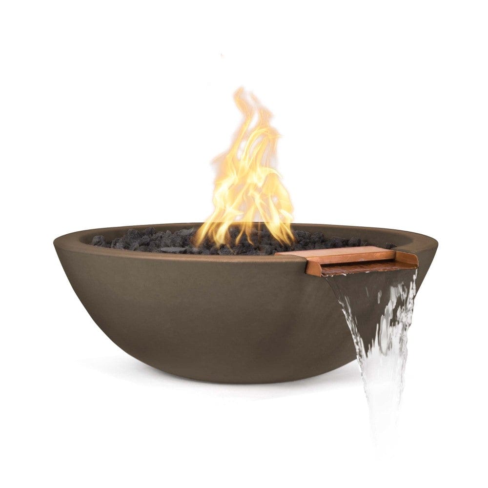 Top Fires Sedona 33-Inch Round Concrete Gas Fire and Water Bowl in Chocolate