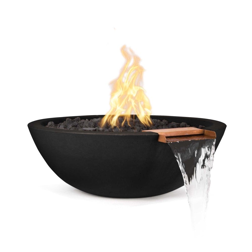 Top Fires Sedona 33-Inch Round Concrete Gas Fire and Water Bowl in Black