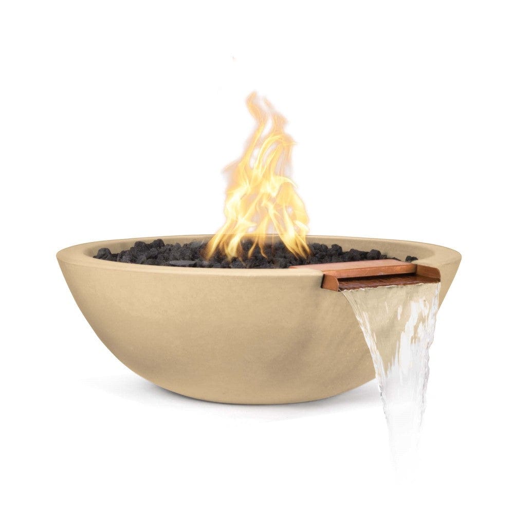 Top Fires Sedona 33-Inch Round Concrete Gas Fire and Water Bowl in Vanilla