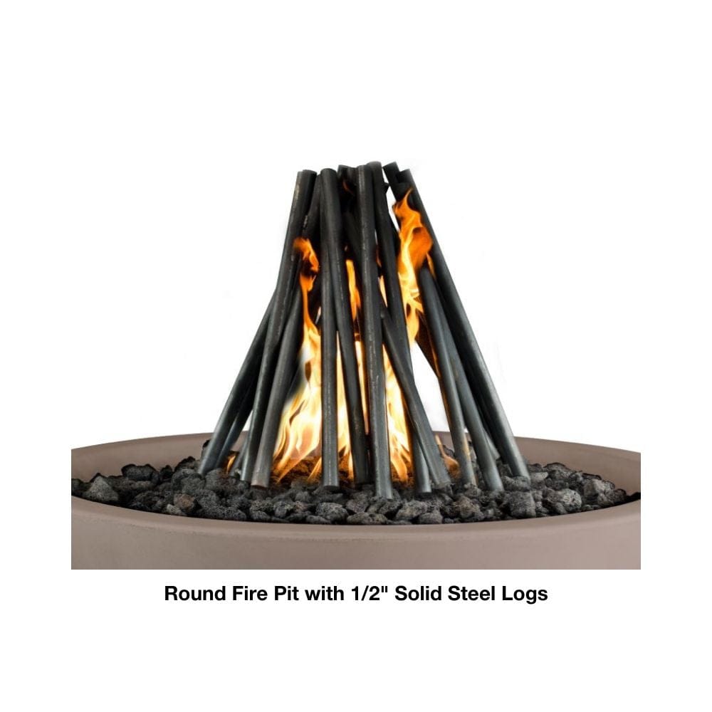 Round Fire Pit with 1/2" Steel Logs