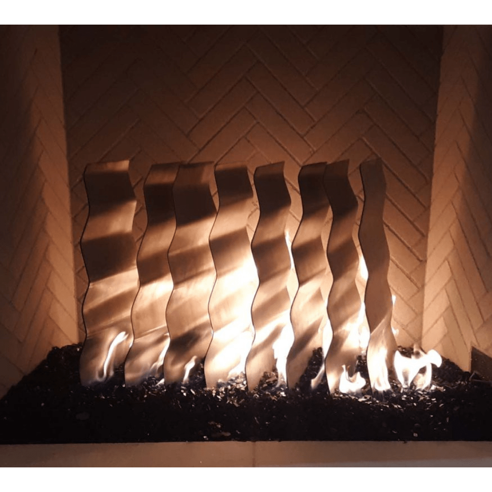 Top Fires Steel Wave Ornamental Linear Gas Burner in hearth