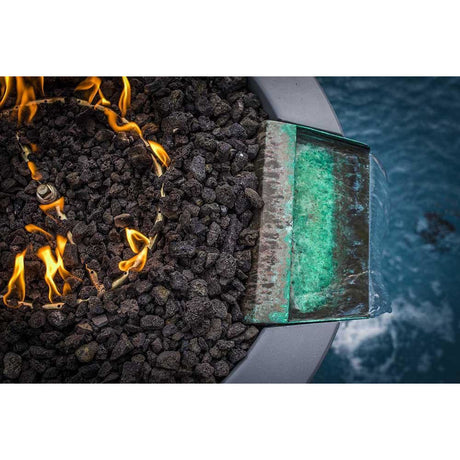 Top Fires Round Concrete Gas Fire and Water Bowl in Gray Top View