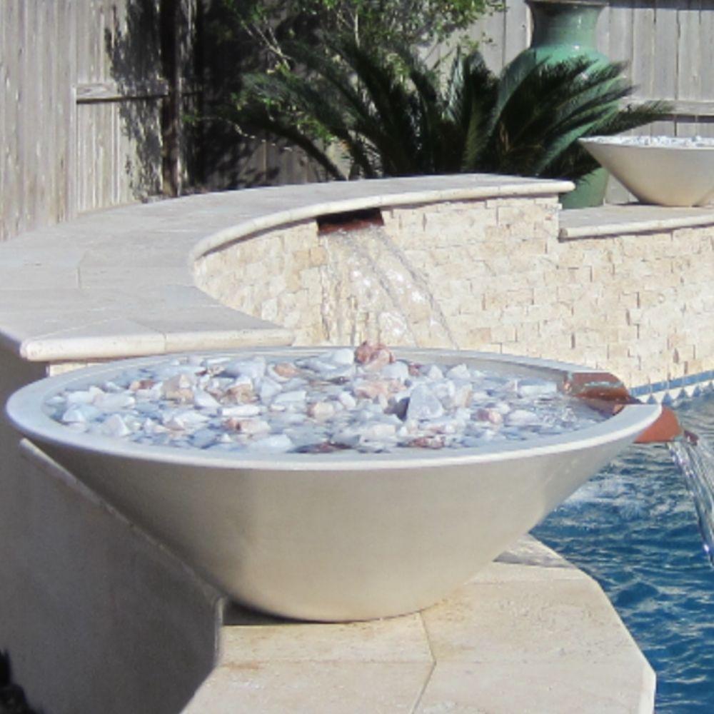 Top Fires 24" Round Concrete Gas Fire and Water Bowl - Match Lit (OPT-24RFWM)