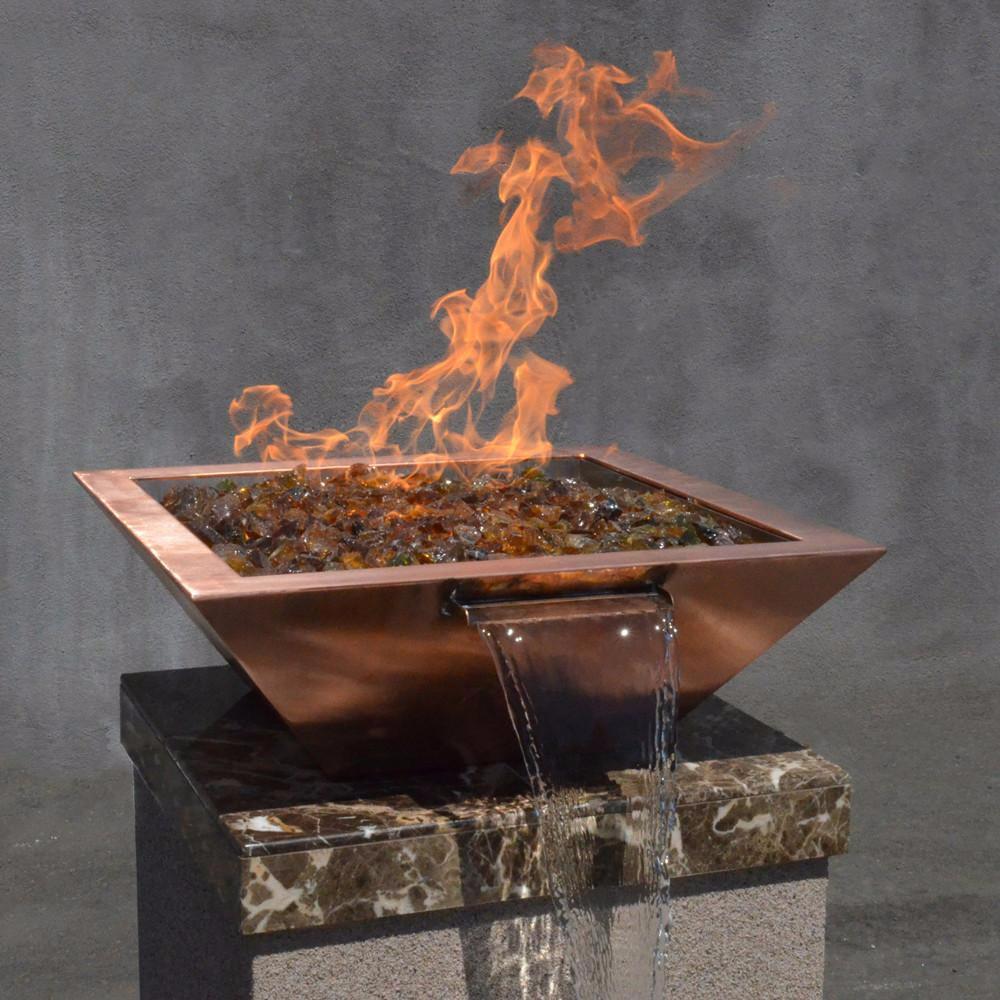 Top Fires 24-inch Square Copper Electronic Gas Fire and Water Bowl