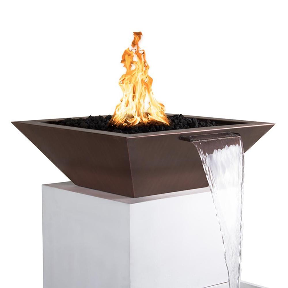 Top Fires 24-inch Square Copper Match Lit Gas Fire and Water Bowl OPT-24SCFW