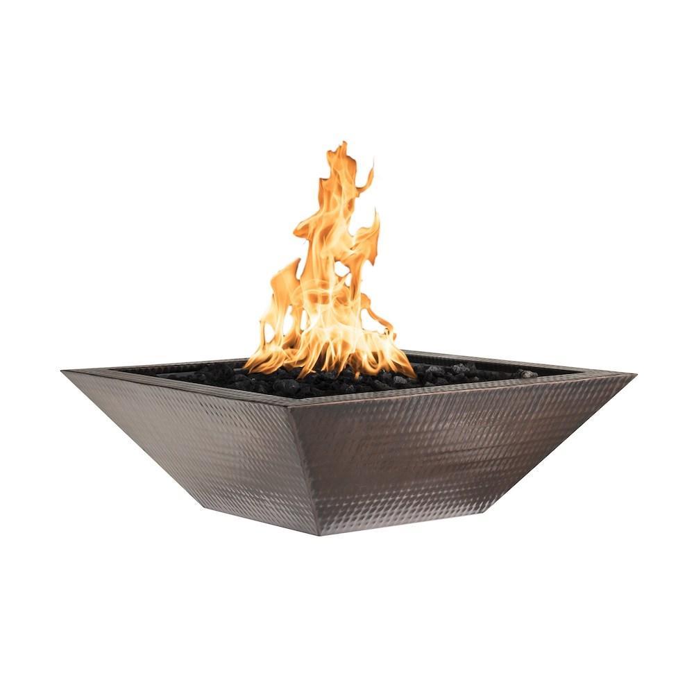 Top Fires 24-inch Square Copper Match Lit Gas Fire Bowl - OPT-103-SQ24