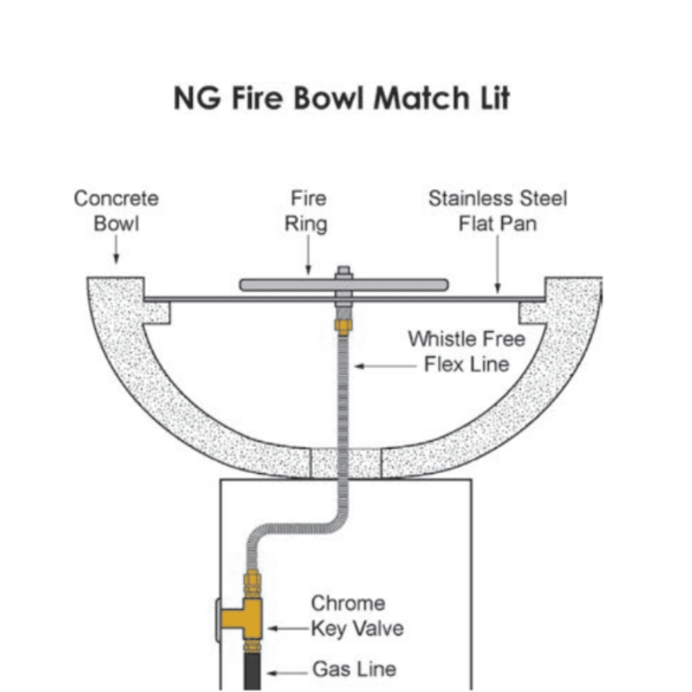 Top Fires NG Match Lit Fire Bowl Technical Drawing