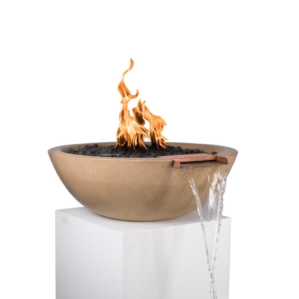Top Fires 27-inch Round Concrete Gas Electronic Fire and Water Bowl - OPT-27RFWE