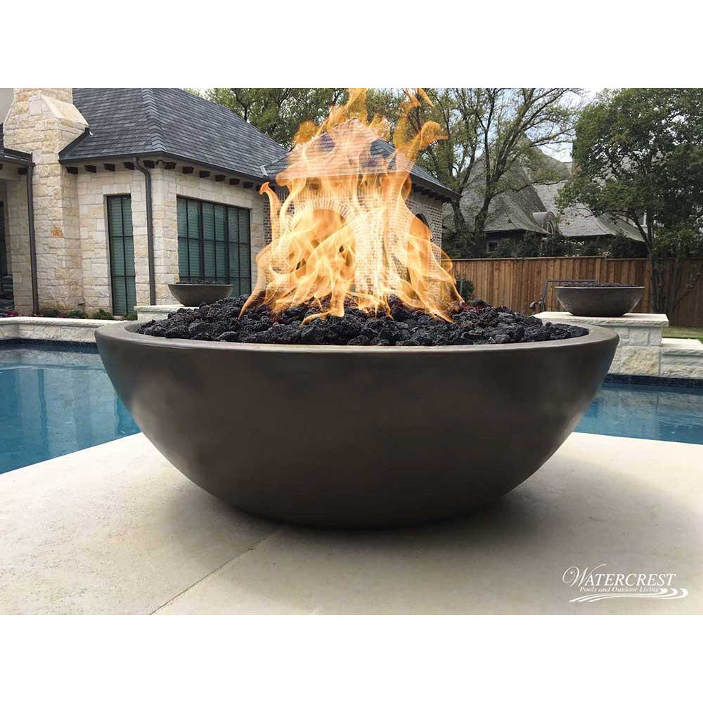 Top Fires Round Concrete Gas Fire Bowl in Chocolate