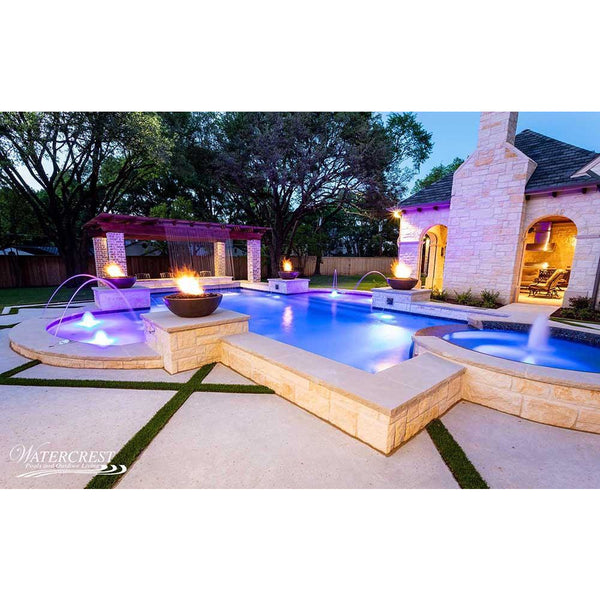 Top Fires Round Concrete Gas Fire Bowl in Chocolate Pool Accent - close-up view
