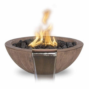 27-inch Sedona Wood Grain GFRC Gas Fire and Water Bowl in Oak - front view