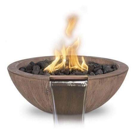 27-inch Sedona Wood Grain GFRC Gas Fire and Water Bowl in Oak