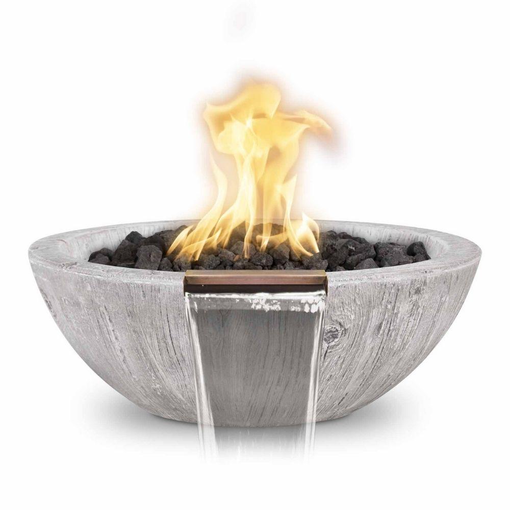 27-inch Sedona Wood Grain GFRC Gas Fire and Water Bowl in Ivory