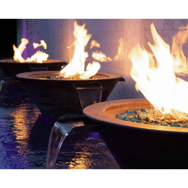 Top Fires 30" 4 Way Copper Gas Fire and Water Bowl - close-up view