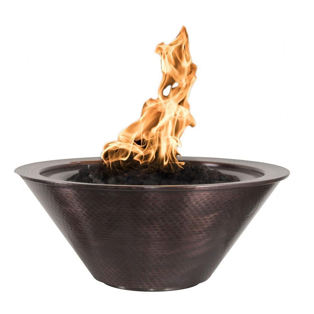 Top Fires 30" Round Copper Gas Fire Bowl - Match Lit (OPT-102-30NWF)