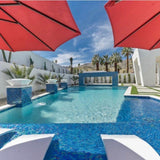 Top Fires White 30" Square Concrete Gas Fire and Water Bowl By the Pool