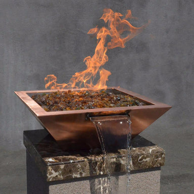 Top Fires 30" Square Copper Gas Fire and Water Bowl - Match Lit (OPT-30SCFW)