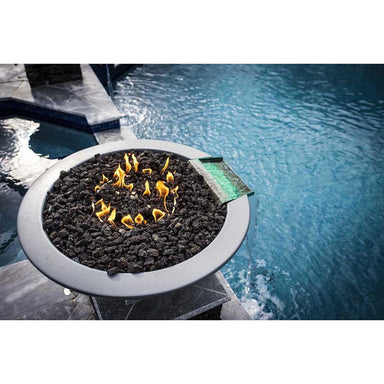 Top Fires Round Concrete Gas Fire and Water Bowl in Gray Pool Accent