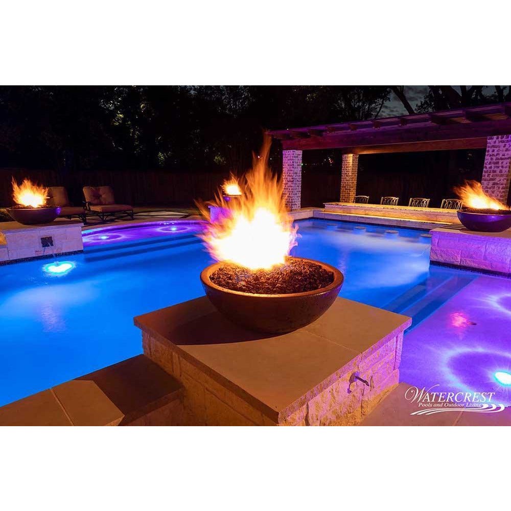 Top Fires Round Concrete Gas Fire Bowl in Chocolate Pool Accent