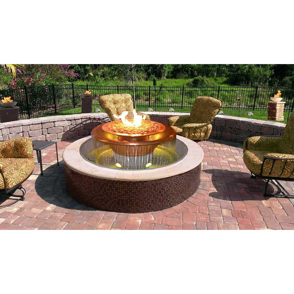 Top Fires 60" 360 Spillway Stainless Steel Gas Fire and Water Bowl