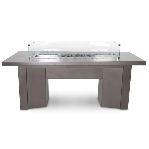 Top Fires Alameda 78" Rectangular Steel Gas Fire Pit Table Java with Optional Windguard - installation view