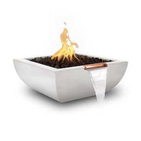 Top Fires Avalon Square Concrete Gas Fire and Water Bowl - Limestone - room setting