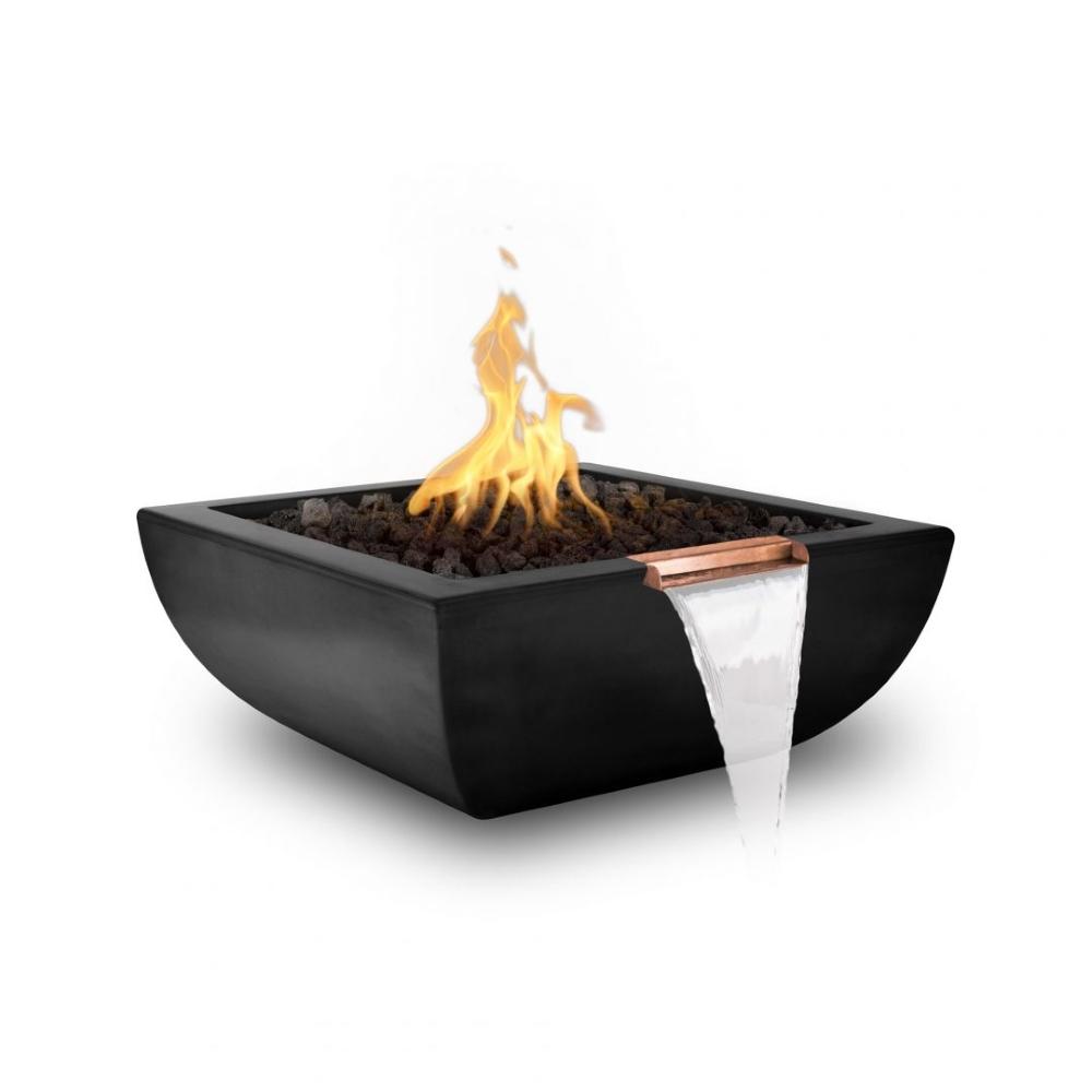 Top Fires Avalon Square Concrete Gas Fire and Water Bowl - Black