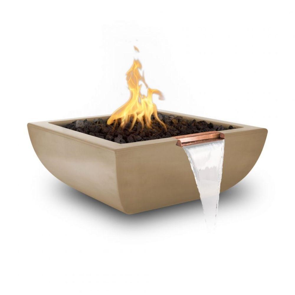 Top Fires Avalon Square Concrete Gas Fire and Water Bowl - Brown