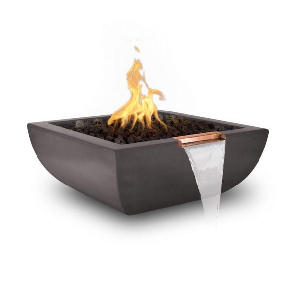 Top Fires Avalon Square Concrete Gas Fire and Water Bowl - Chestnut - close-up view