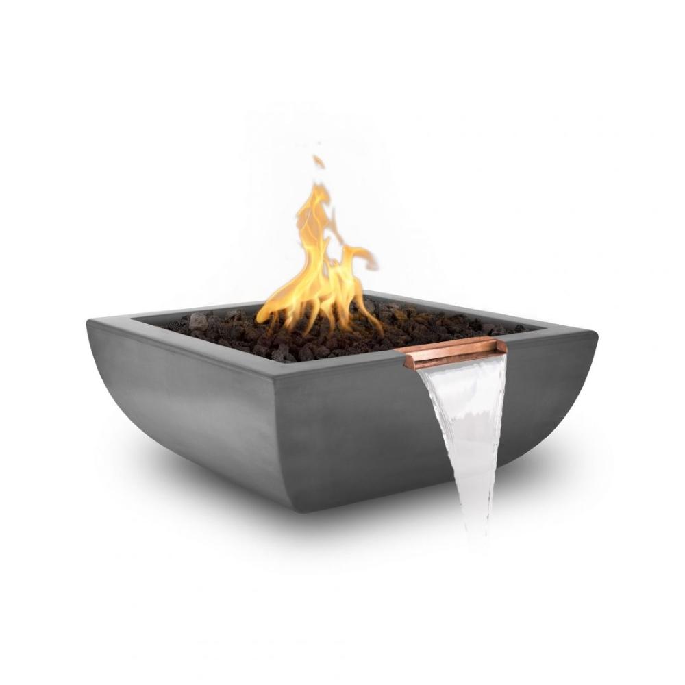 Top Fires Avalon 24-inch Square Concrete Gas Fire and Water Bowl - Match Lit