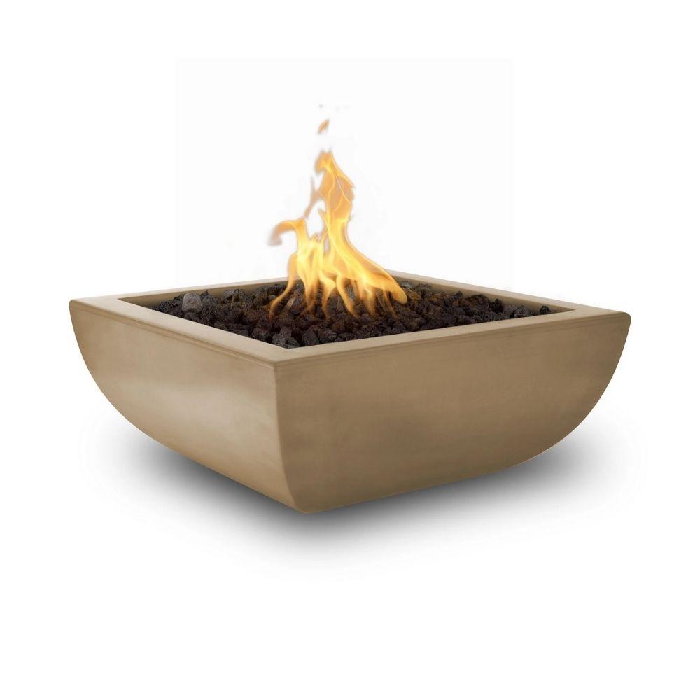 Top Fires Avalon Square Concrete Gas Fire Bowl - Electronic in Brown