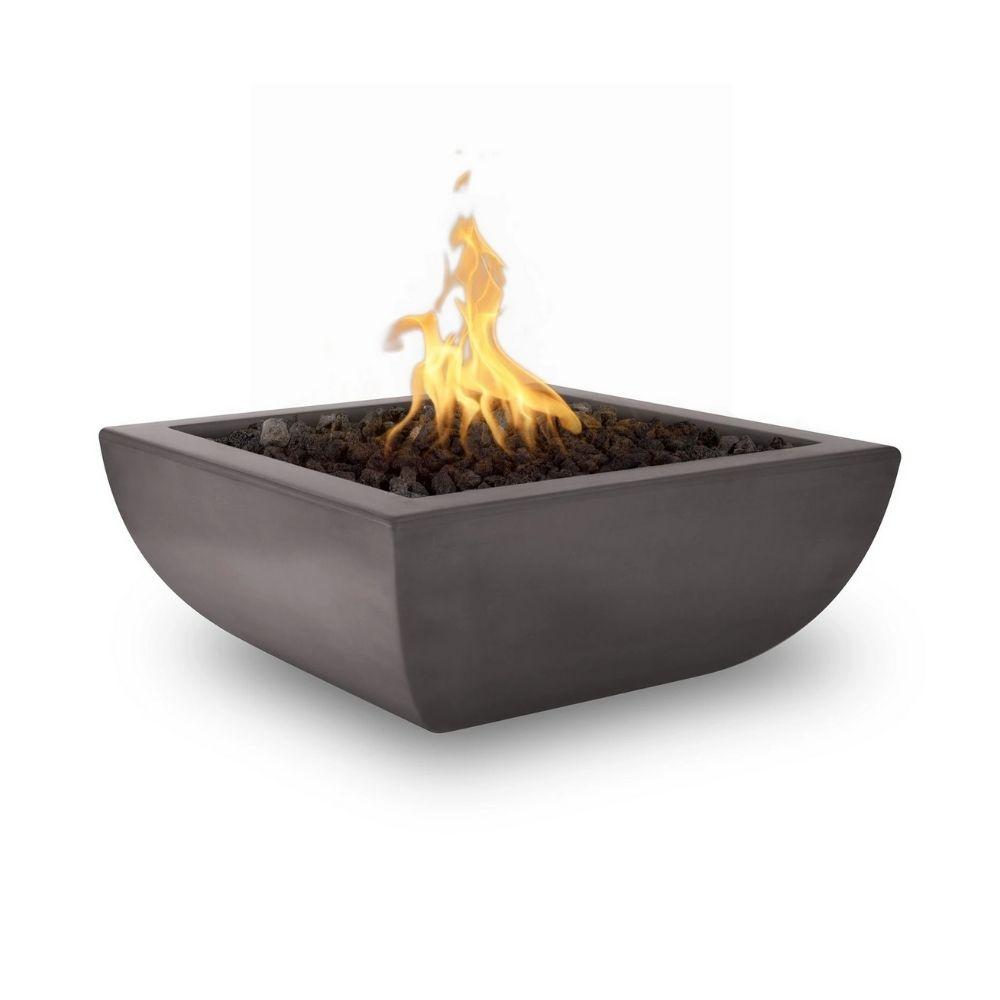 Top Fires Avalon Square Concrete Gas Fire Bowl - Electronic in Chestnut