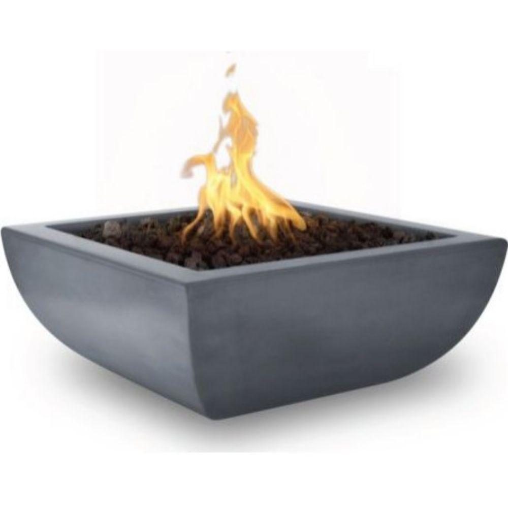Top Fires Avalon 24-inch Square Gray Concrete Gas Fire Bowl - Match Lit