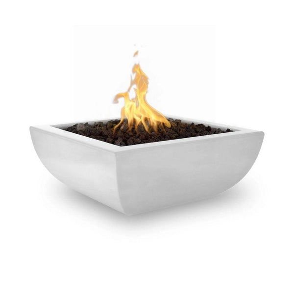 Top Fires Avalon 24-inch Square Limstone Concrete Gas Fire Bowl - Match Lit