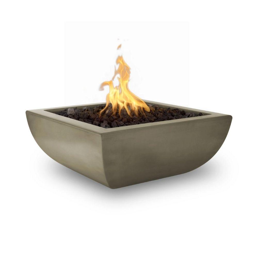 Top Fires Avalon 24-inch Square Ash Concrete Gas Fire Bowl - Match Lit