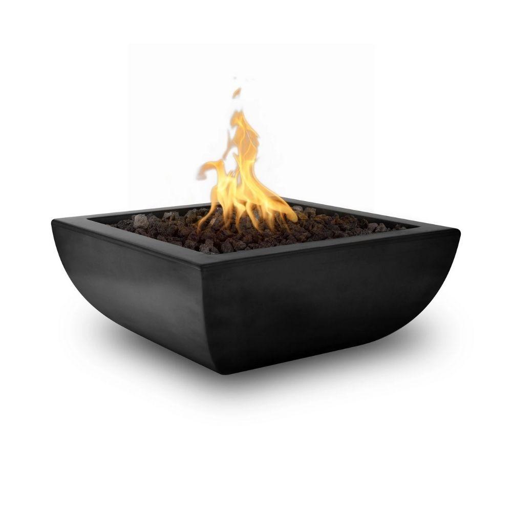 Top Fires Avalon 24-inch Square Black Concrete Gas Fire Bowl - Match Lit