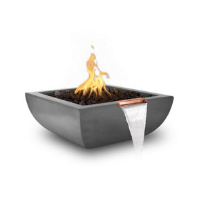 Top Fires Avalon Square Concrete Gas Fire and Water Bowl - Gray - front view