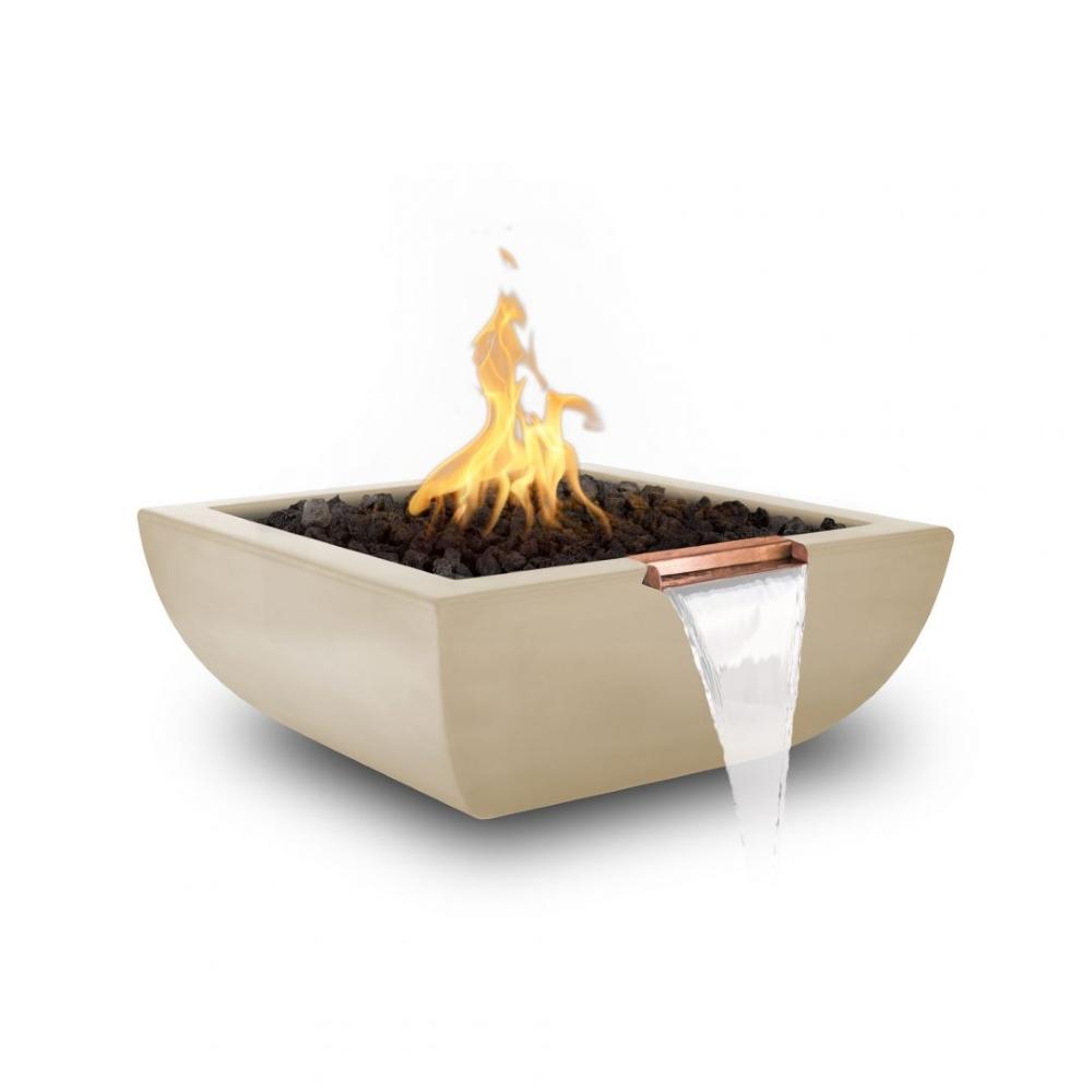 Top Fires Avalon  Square Concrete Gas Fire and Water Bowl - Vanilla