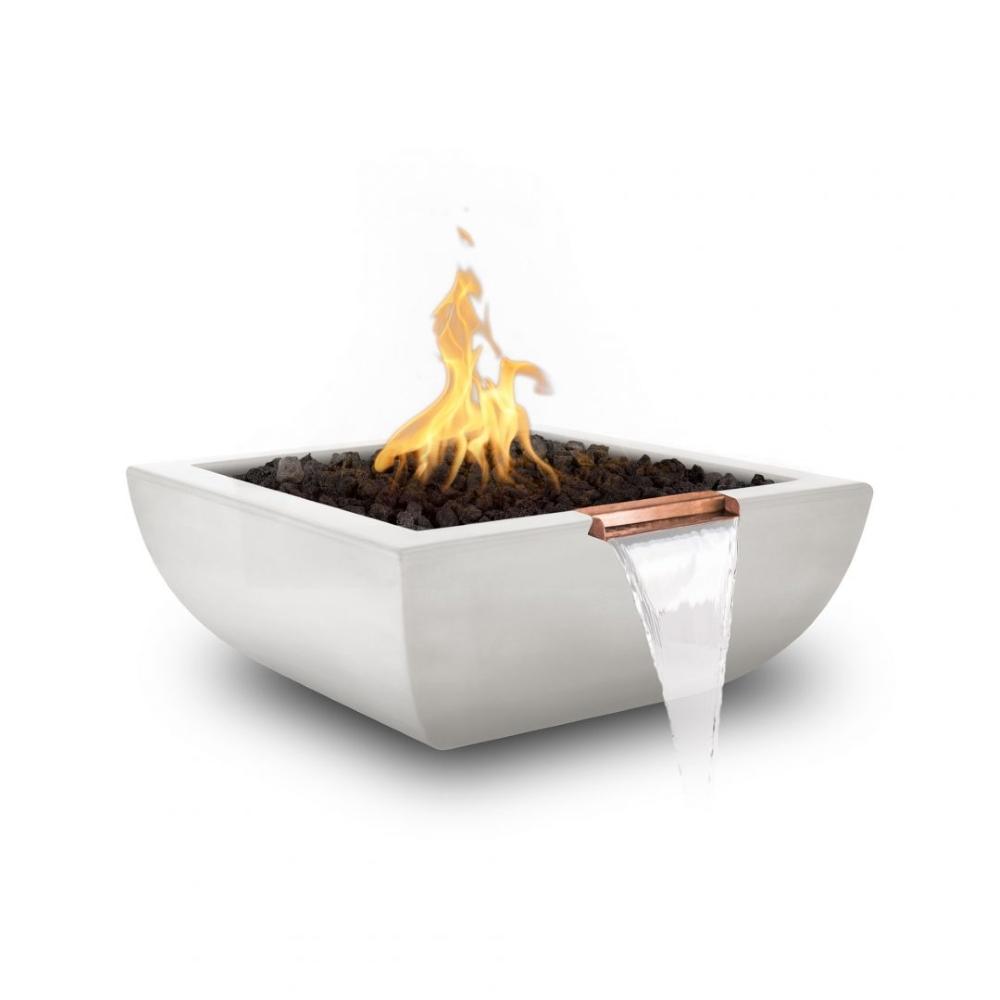 Top Fires Avalon 36" Square Concrete Gas Fire and Water Bowl - Electronic Limestone