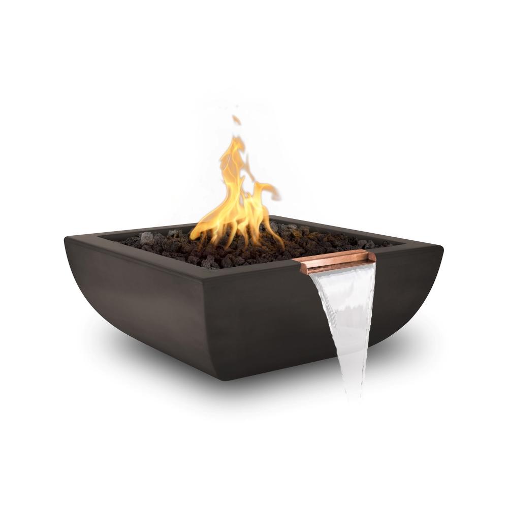 Top Fires Avalon 36" Square Concrete Gas Fire and Water Bowl - Electronic Chocolate