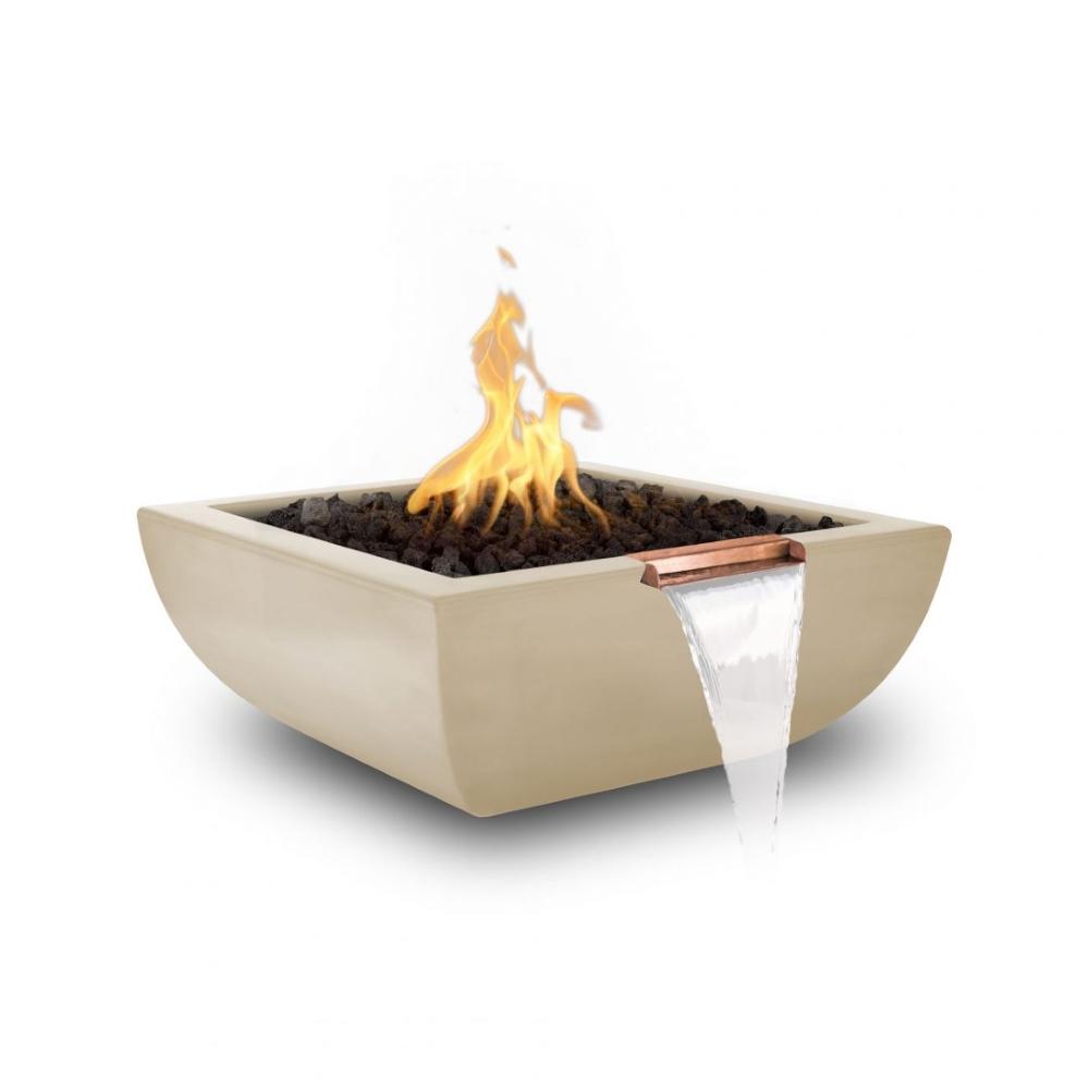 Top Fires Avalon 36" Square Concrete Gas Fire and Water Bowl - Match Lit Vanilla