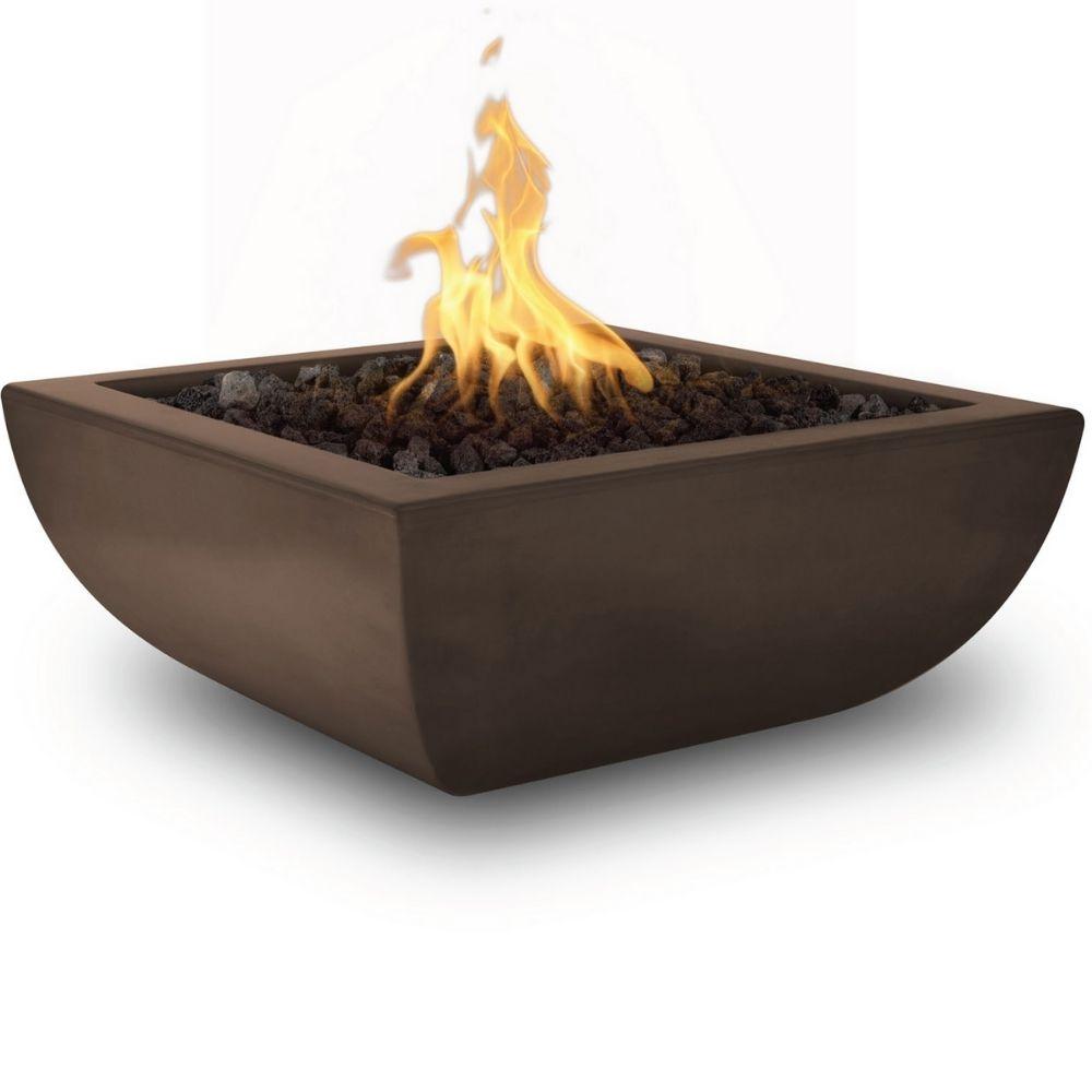 Top Fires Avalon 36-inch Square Concrete Gas Fire Bowl Chocolate